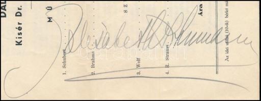 1935 Szeged, Schumann Elisabeth dalestjének műsora a művész autográf aláírásával / autograph signatu...