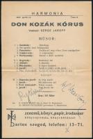 1937 Szeged, Bokor Margit ária és dalestjének műsora a művész autográf aláírásával / autograph signature