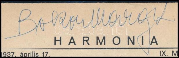 1937 Szeged, Bokor Margit ária és dalestjének műsora a művész autográf aláírásával / autograph signa...