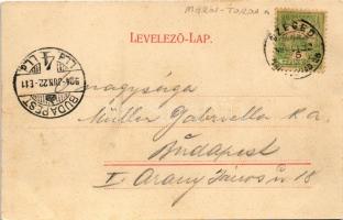 1904 Hódmezővásárhely, Andrássy utca, üzletek. Reisz Bazár kiadása, Art Nouveau, floral