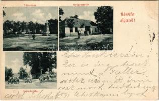 1900 Apc (Heves), városháza, gyógyszertár, posta hivatal + ODERBERG-BUDAPEST 22. vasúti mozgóposta (EK)