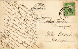 1908 Enying, vasútállomás, gőzmozdony. Politzer Jenő kiadása (fl)