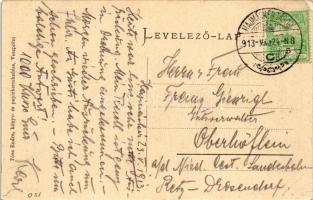 1913 Öskü, Római katolikus iskola, templom. Pósa Endre kiadása (EK)