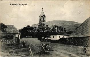 1912 Fony (Gönc), utca, templom (EK)