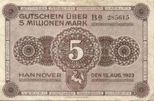 Német Birodalom/Weimari Köztársaság/Hannover/Vereinigung niedersächsischer Handelskammern 1923.8.15....