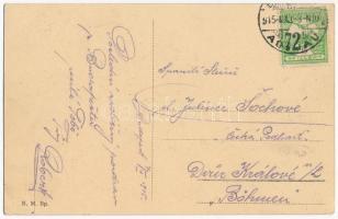 1915 Budapest IV. Újpest, István út, B jelzésű villamos, Faludi Bernát és Schwartz üzlete, háromkere...