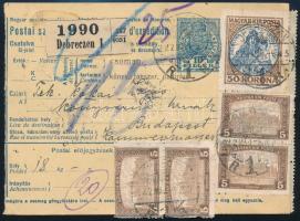 1922 Csomagszállító 90K bérmentesítéssel / Parcel card with 90K franking
