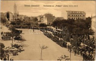 Sibenik, Sebenico; Svecanost na Poljani dneva 18-8. 1913 / Katonai parádé / military parade (EK)