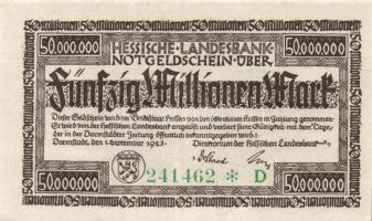 Német Birodalom/Weimari Köztársaság/Darmstadt/Hessische Landesbank 1923.9.1. 50.000.000M T:I-