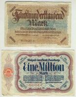 Német Birodalom/Weimari Köztársaság/Duisburg 1923.7.31. 500.000M + 1923.8.10. 1000.000M T:III,III/IV