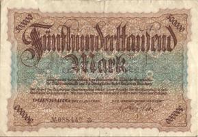 Német Birodalom/Weimari Köztársaság/Duisburg 1923.7.31. 500.000M (2x) T:III-