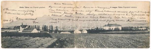 1909 Poprád (Magas-Tátra, Vysoké Tatry), sörgyár. Két részes kinyitható panorámalap / brewery. 2-tiled folding panoramacard (Rb)