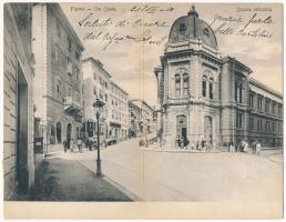 1910 Fiume, Rijeka; Via Ciotta, Scuola cittadina, Fotografia Carposio / utca, iskola. Két részes kinyitható panorámalap / street, school. 2-tiled folding panoramacard (EK)