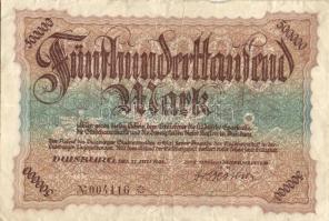 Német Birodalom/Weimari Köztársaság/Duisburg 1923.7.31. 500.000M (2x) T:III-