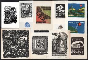 12 db ex libris és kisgrafika, főleg magyar, klf technikák, részben jelzettek
