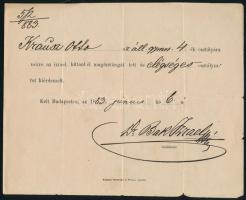 1883 Bp., Dr. Bak Izrael (1840-1894) rabbi, nyelvész aláírása vizsgalapon / autograph signature of Izrael Bak rabbi