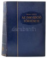 Havas Károly: Az inkvizíció története. Bp., 1927, Rozsnyai Károly, 504 p. Oldalszámozáson kívüli, fekete-fehér képtáblákkal. Kiadói aranyozott egészvászon-kötés, a borítón kis sérüléssel.