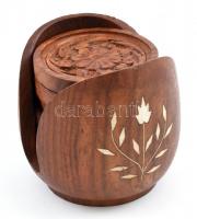Pohártartó alátét készlet, India, jelzett, m:9cm, d:7cm