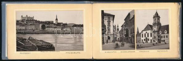 cca 1870 Pozsony (Pressburg / Bratislava) látnivalóit bemutató leporelló magyar és német nyelven fel...