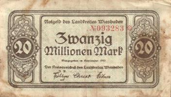 Német Birodalom/Weimari Köztársaság/Wiesbaden, Landkreis 1923.9. 20.000.000M T:III