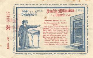 Német Birodalom/Weimari Köztársaság/Vohwinkel 1923.10.30. 50.000.000.000M T:III
