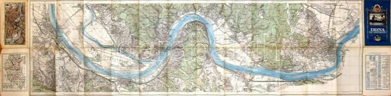 cca 1930-1940 A Duna Vác-Esztergom (38 km) szakaszának térképe. Vízi sporttérképek 6. sz. 1 : 25.000. Bp., M. Kir. Állami Térképészet. A hajtások mentén kis szakadásokkal, helyenként kissé foltos, 164x41 cm