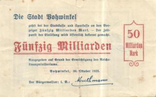 Német Birodalom/Weimari Köztársaság/Vohwinkel 1923.10.30. 50.000.000.000M T:III