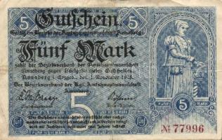 Német Birodalom/Weimari Köztársaság/Annaberg 1918.11.1 5M hivatalos érvénytelenítéssel T:III