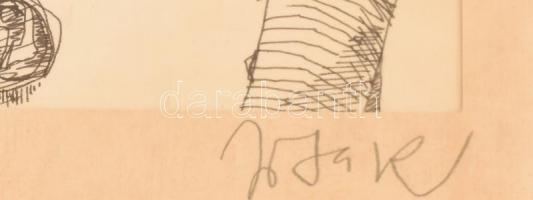 Irsa K jelzéssel: Rebeka V. (Esernyős lány). Tus, papír. Üvegezett fakeretben, 29x14 cm