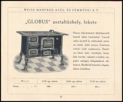 cca 1930 Weiss Manfréd Acél- és Fémművei Rt. kályha és tűzhely árjegyzéke, színes mintamelléklettel,...