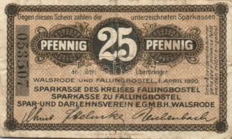 Német Birodalom/Weimari Köztársaság/Fallingbostel u. Walsrode 1920.4.1. 25Pf T:III
