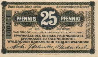 Német Birodalom/Weimari Köztársaság/Fallingbostel u. Walsrode 1920.7.1. 25Pf, 50Pf T:I