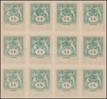 1898 5K ívsarki 12-es tömb karton nyomat a mintaalbumból / block of 12 on cardboard paper