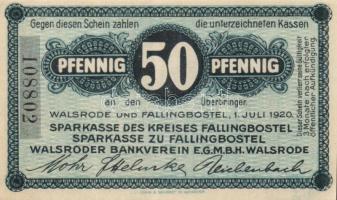 Német Birodalom/Weimari Köztársaság/Fallingbostel u. Walsrode 1920.7.1. 25Pf, 50Pf T:I