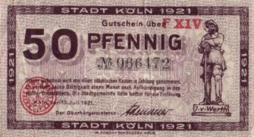 Német Birodalom/Weimari Köztársaság/Köln 1918-20. 10Pf (2x), 50Pf (2x) mind klf évszámmal T:II,III