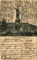 1904 Segesvár, Schässburg, Sighisoara; Petőfi szobor. Petrovits F. kiadása / statue, monument (szakadás / tear)