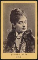 cca 1870-1890 Pauline Lucca (1841-1908) bécsi operaénekesnő (szoprán), keményhátú fotó, vizitkárta, 10x6 cm / Pauline Lucca (1841-1908) viennese operatic soprano, photo, visit card, 10x6 cm