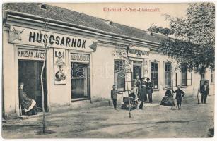 Budapest XVIII. Pestszentlőrinc, Pusztaszentlőrinc, Szentlőrinc; Krizsán János húscsarnoka és húsfüstöldéje, dohány és szivar tőzsde üzlet. Holdházy István tőzsde kiadása (fl)