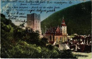 1918 Brassó, Kronstadt, Brasov; látkép a fehér bástyával / Ansicht mit der weißen Bastei / general view with white tower (EK)