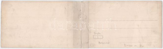 Brassó, Kronstadt, Brasov; kihajtható panorámalap városi vasúttal / folding panoramacard with urban ...