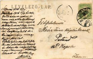 1906 Bánfalva, Sopronbánfalva, Wandorf; Kármeliták zárdája, lovasszekér, dohány és bélyeg eladás, bo...