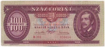 1947. 100Ft "B 291 059454" T:II-,III bal alsó sarokban kis anyaghiány / 1947. 100 Forint "B 291 059454" C:VF,F small missing material on lower-left corner Adamo F27