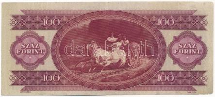 1947. 100Ft "B 291 059454" T:II-,III bal alsó sarokban kis anyaghiány / 1947. 100 Forint &...