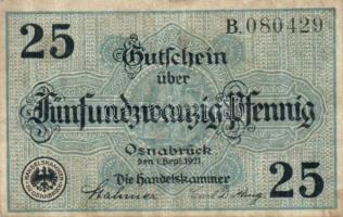 Német Birodalom/Weimari Köztársaság/Osnabrück 1921.9.1. 25Pf, 50Pf T:II,II/III