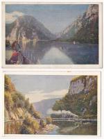 Orsova, Kasanpartie / Cazane / Kazán-szoros / gorge - 2 db RÉGI képeslap / 2 pre-1945 postcards