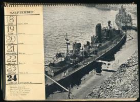 1939 Honvéd naptár, kiadja: M. kir. Honvédelmi Minisztérium, sok képpel, hátlap félig kiszakadva