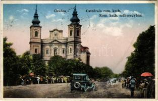 1940 Nagyvárad, Oradea; Székesegyház, automobil / Catedrala rom. kath. / cathedral, automobile (EK)