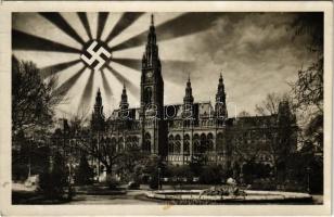 1938 Wien, Vienna, Bécs I. Rathaus, Swastika