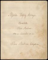 1930 Alföldi vőfély könyv, Bíró Ambrus tulajdona, kézzel írt füzet, 42p