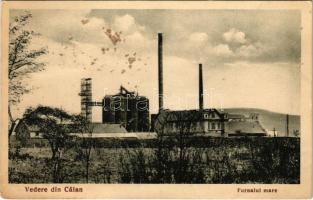 1937 Pusztakalán, Kalán, Calan; Furnalul mare / Nagy kohó a vasgyárban.Arthur Spörl kiadása / iron works, factory, furnace